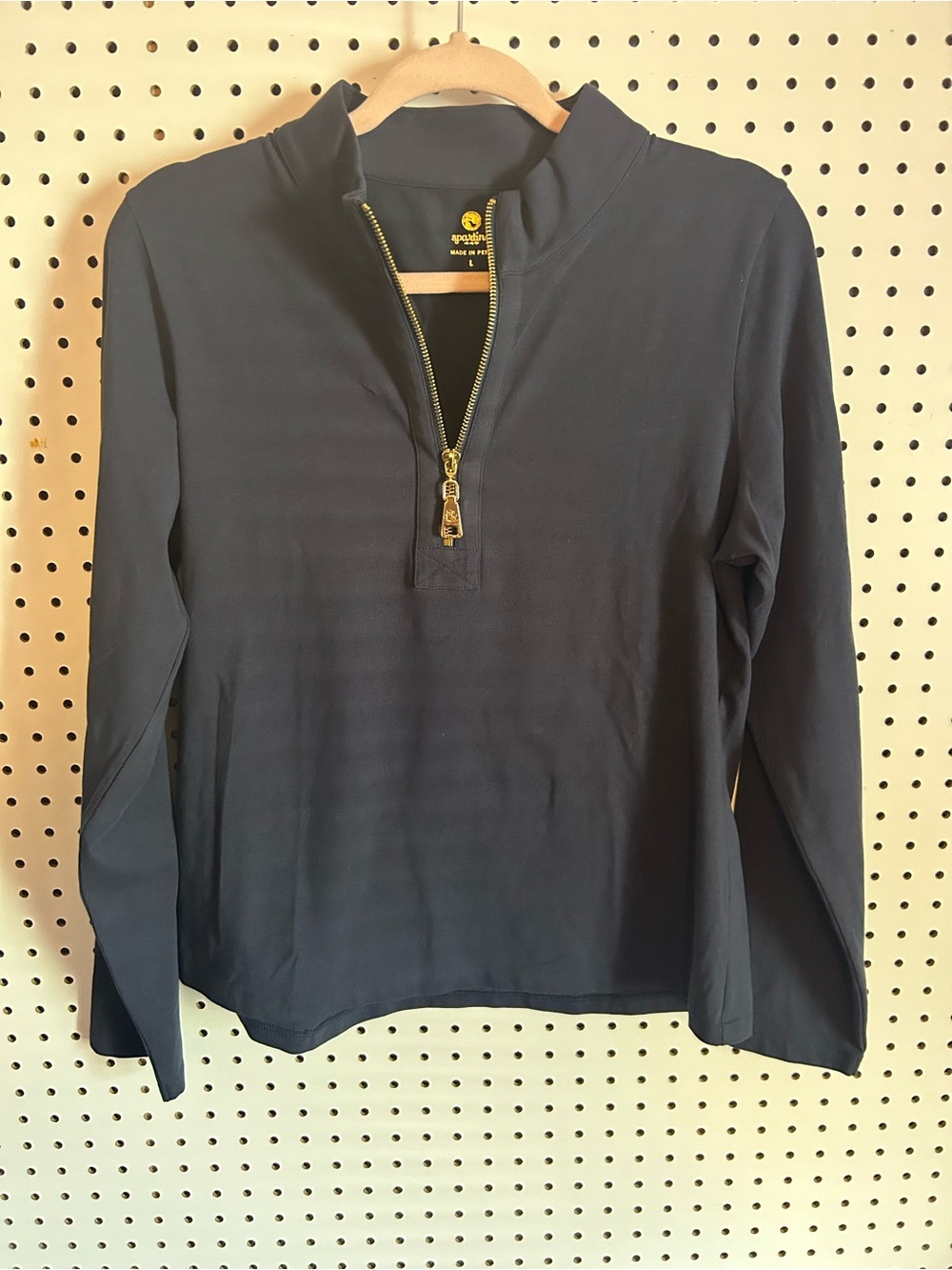 Spartina 449 Women's Navy Quarter-Zip Pullover Top Sz L